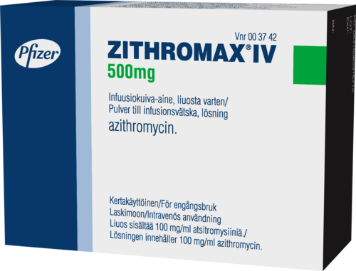 ZITHROMAX IV 500 mg infuusiokuiva-aine, liuosta varten 1 x 1 kpl