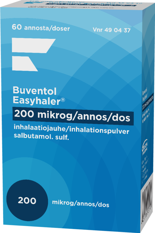 BUVENTOL EASYHALER 200 mikrog/annos inhalaatiojauhe 1 x 60 annosta