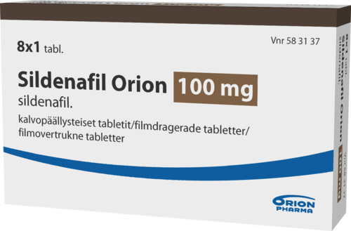 SILDENAFIL ORION 100 mg tabletti, kalvopäällysteinen 8 x 1 fol