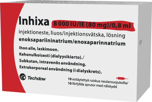 INHIXA 8000 IU (80 mg)/0,8 ml injektioneste, liuos, esitäytetty ruisku 10 x 0.8 ml