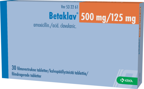 BETAKLAV 500/125 mg tabletti, kalvopäällysteinen 1 x 30 fol