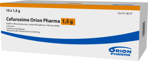 CEFUROXIME ORION PHARMA 1,5 g injektio/infuusiokuiva-aine liuosta/suspensiota varten 10 x 1,5 g