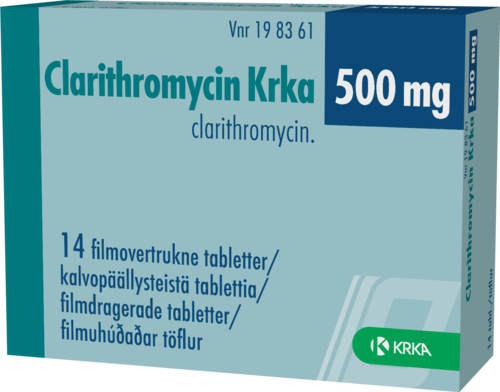 CLARITHROMYCIN KRKA 500 mg tabletti, kalvopäällysteinen 1 x 14 fol