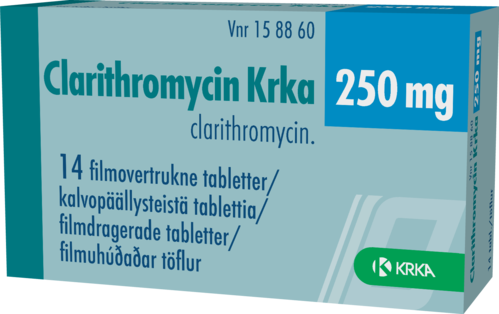 CLARITHROMYCIN KRKA 250 mg tabletti, kalvopäällysteinen 1 x 14 fol