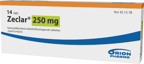 ZECLAR 250 mg tabletti, kalvopäällysteinen 1 x 14 fol