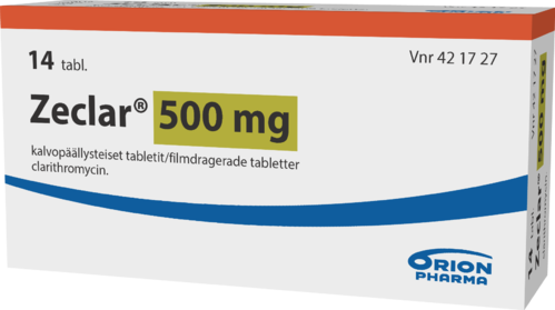 ZECLAR 500 mg tabletti, kalvopäällysteinen 1 x 14 fol