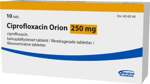CIPROFLOXACIN ORION 250 mg tabletti, kalvopäällysteinen 1 x 10 fol