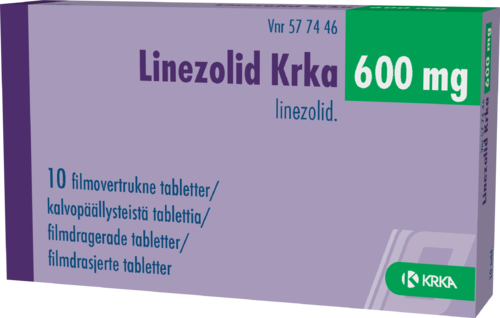 LINEZOLID KRKA 600 mg tabletti, kalvopäällysteinen 1 x 10 fol