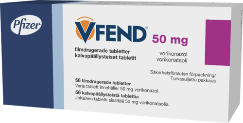 VFEND 50 mg tabletti, kalvopäällysteinen 1 x 56 fol