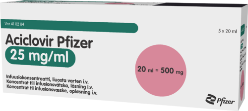 ACICLOVIR PFIZER 25 mg/ml infuusiokonsentraatti, liuosta varten 5 x 20 ml