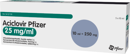 ACICLOVIR PFIZER 25 mg/ml infuusiokonsentraatti, liuosta varten 5 x 10 ml