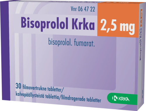 BISOPROLOL KRKA 2,5 mg tabletti, kalvopäällysteinen 1 x 30 fol