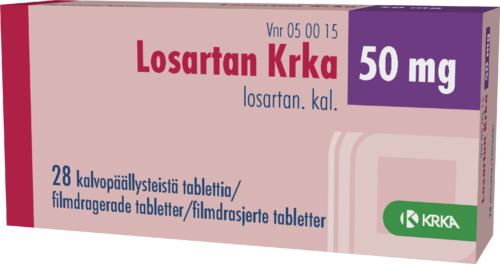 LOSARTAN KRKA 50 mg tabletti, kalvopäällysteinen 1 x 28 fol