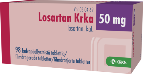LOSARTAN KRKA 50 mg tabletti, kalvopäällysteinen 1 x 98 fol