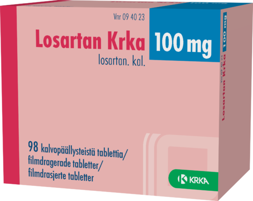 LOSARTAN KRKA 100 mg tabletti, kalvopäällysteinen 1 x 98 fol