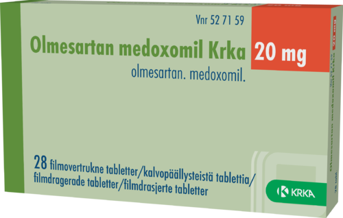 OLMESARTAN MEDOXOMIL KRKA 20 mg tabletti, kalvopäällysteinen 1 x 28 fol