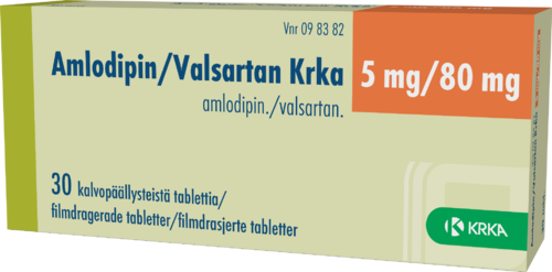 AMLODIPIN/VALSARTAN KRKA 5/80 mg tabletti, kalvopäällysteinen 1 x 30 fol