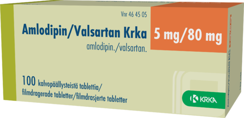 AMLODIPIN/VALSARTAN KRKA 5/80 mg tabletti, kalvopäällysteinen 1 x 100 fol