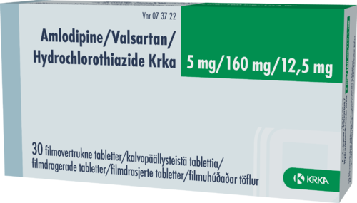 AMLODIPINE/VALSARTAN/HYDROCHLOROTHIAZIDE KRKA 5/160/12,5 mg tabletti, kalvopäällysteinen 1 x 30 fol