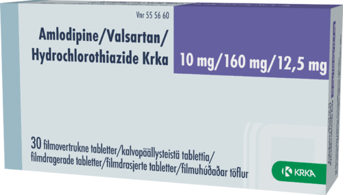 AMLODIPINE/VALSARTAN/HYDROCHLOROTHIAZIDE KRKA 10/160/12,5 mg tabletti, kalvopäällysteinen 1 x 30 fol