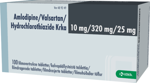 AMLODIPINE/VALSARTAN/HYDROCHLOROTHIAZIDE KRKA 10/320/25 mg tabletti, kalvopäällysteinen 1 x 100 fol