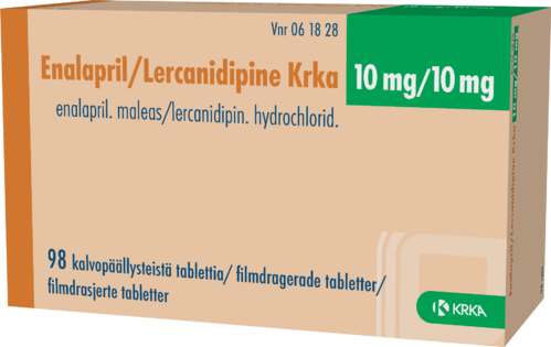ENALAPRIL/LERCANIDIPINE KRKA 10/10 mg tabletti, kalvopäällysteinen 1 x 98 fol
