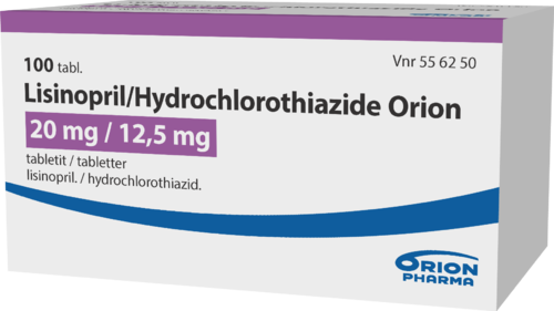 LISINOPRIL/HYDROCHLOROTHIAZIDE ORION 20/12,5 mg tabletti 1 x 100 fol