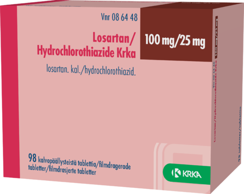 LOSARTAN/HYDROCHLOROTHIAZIDE KRKA 100/25mg tabletti, kalvopäällysteinen 1 x 98 fol