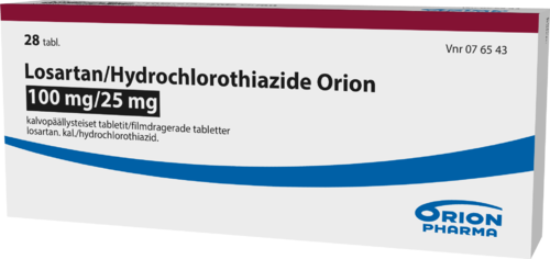 LOSARTAN/HYDROCHLOROTHIAZIDE ORION 100/25 mg tabletti, kalvopäällysteinen 1 x 28 fol
