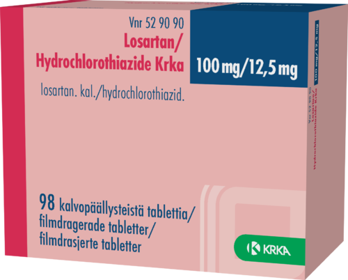 LOSARTAN/HYDROCHLOROTHIAZIDE KRKA 100/12,5 mg tabletti, kalvopäällysteinen 1 x 98 fol