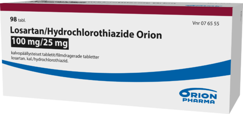 LOSARTAN/HYDROCHLOROTHIAZIDE ORION 100/25 mg tabletti, kalvopäällysteinen 1 x 98 fol