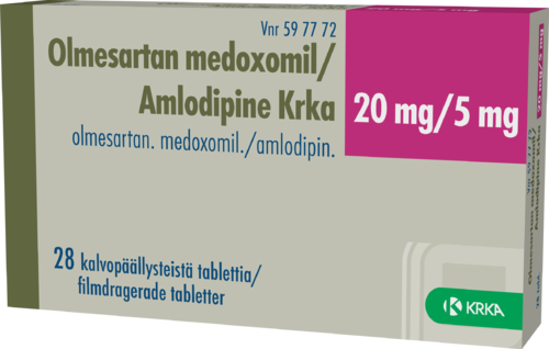 OLMESARTAN MEDOXOMIL/AMLODIPINE KRKA 20/5 mg tabletti, kalvopäällysteinen 1 x 28 fol