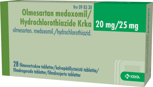 OLMESARTAN MEDOXOMIL/HYDROCHLOROTHIAZIDE KRKA 20/25 mg tabletti, kalvopäällysteinen 1 x 28 fol