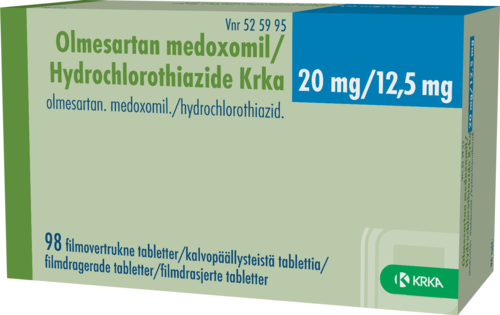 OLMESARTAN MEDOXOMIL/HYDROCHLOROTHIAZIDE KRKA 20/12,5 mg tabletti, kalvopäällysteinen 1 x 98 fol