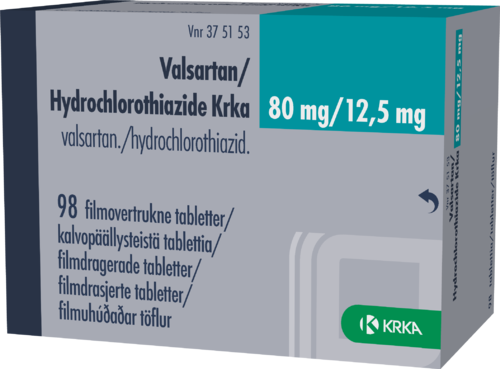 VALSARTAN/HYDROCHLOROTHIAZIDE KRKA 80/12,5 mg tabletti, kalvopäällysteinen 1 x 98 fol