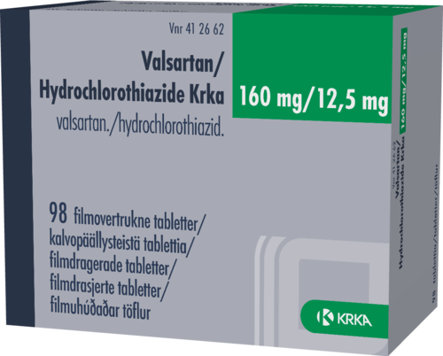 VALSARTAN/HYDROCHLOROTHIAZIDE KRKA 160/12,5 mg tabletti, kalvopäällysteinen 1 x 98 fol