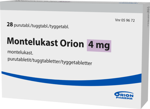 MONTELUKAST ORION 4 mg purutabletti 1 x 28 fol