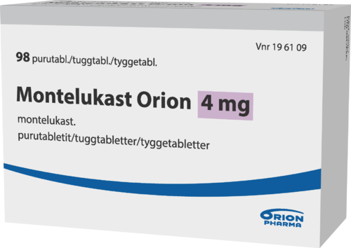 MONTELUKAST ORION 4 mg purutabletti 1 x 98 fol