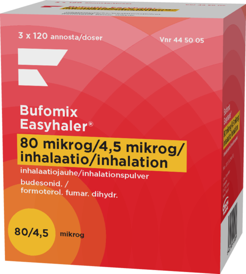 BUFOMIX EASYHALER 80/4,5 mikrog/annos inhalaatiojauhe 3 x 120 annosta
