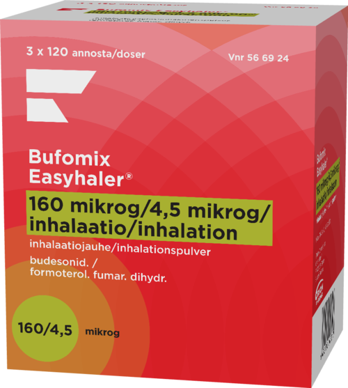 BUFOMIX EASYHALER 160/4,5 mikrog/annos inhalaatiojauhe 3 x 120 annosta