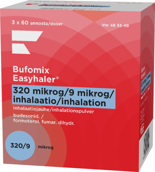BUFOMIX EASYHALER 320/9 mikrog/annos inhalaatiojauhe 3 x 60 annosta