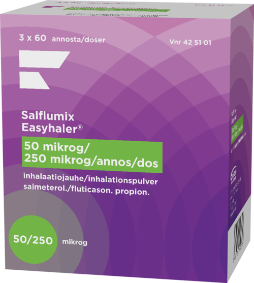 SALFLUMIX EASYHALER 50/250 mikrog/annos inhalaatiojauhe 3 x 60 annosta