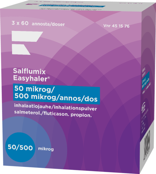 SALFLUMIX EASYHALER 50/500 mikrog/annos inhalaatiojauhe 3 x 60 annosta