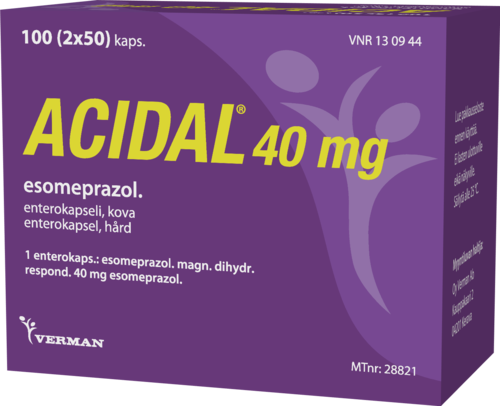 ACIDAL 40 mg enterokapseli, kova 1 x 100 kpl