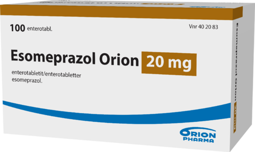 ESOMEPRAZOL ORION 20 mg enterotabletti 1 x 100 fol