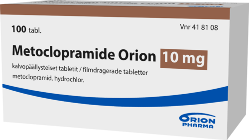 METOCLOPRAMIDE ORION 10 mg tabletti, kalvopäällysteinen 1 x 100 fol