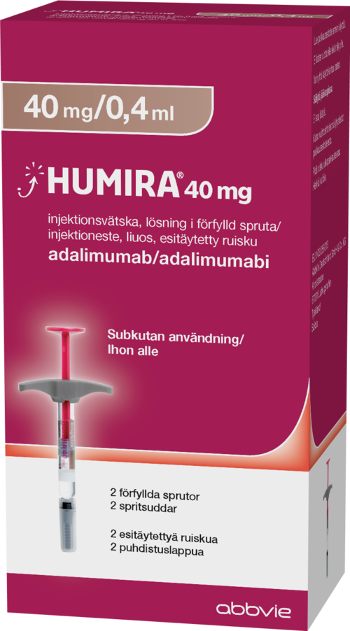 HUMIRA injektioneste, liuos, esitäytetty kynä 40 mg, injektioneste, liuos, esitäytetty ruisku 40 mg 40 mg injektioneste, liuos, esitäytetty ruisku 2 x 0,4 ml