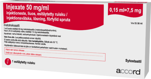 INJEXATE 50 mg/ml injektioneste, liuos, esitäytetty ruisku 1 x 0,15 ml