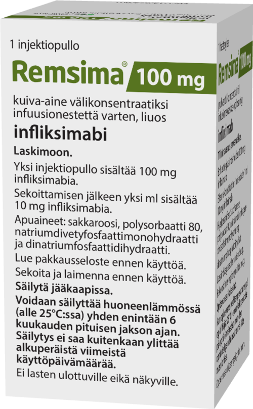 REMSIMA 100 mg kuiva-aine välikonsentraatiksi infuusionestettä varten, liuos 1 x 1 kpl