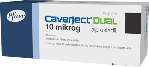 CAVERJECT DUAL 10 mikrog injektiokuiva-aine ja liuotin, liuosta varten 1 x 2 kpl